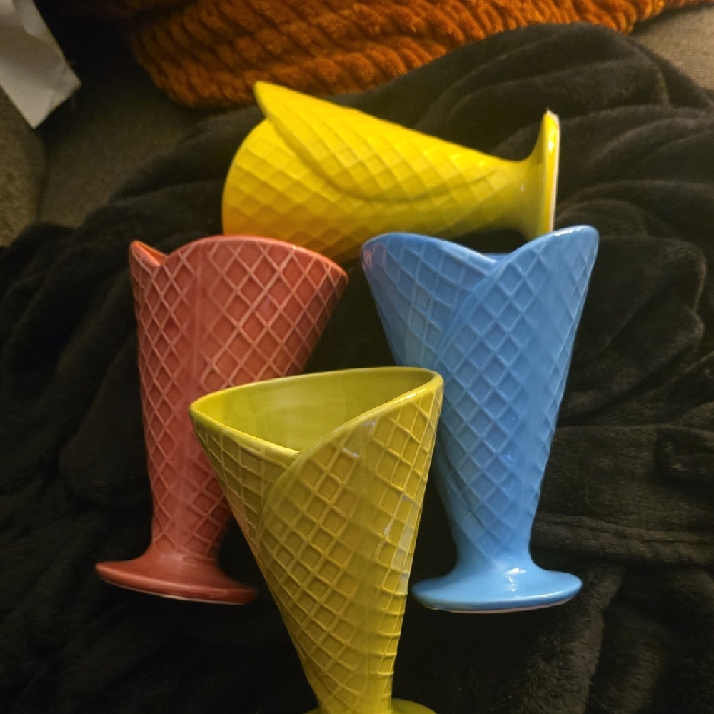 Colorful Waffle Cone Dessert Dishes